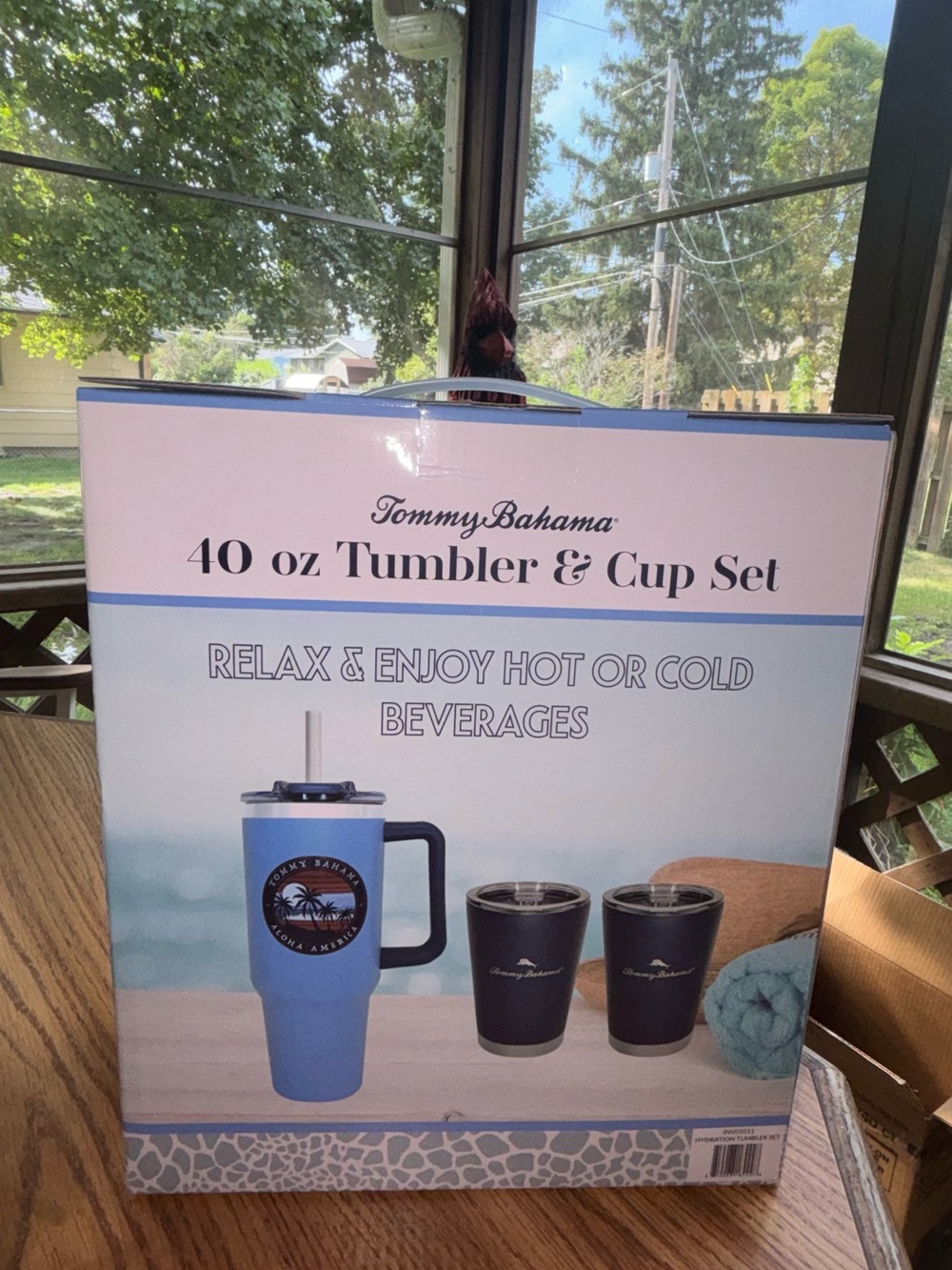 Tommy Bahama Light Blue 40 oz Tumbler & Two Navy Cups Set